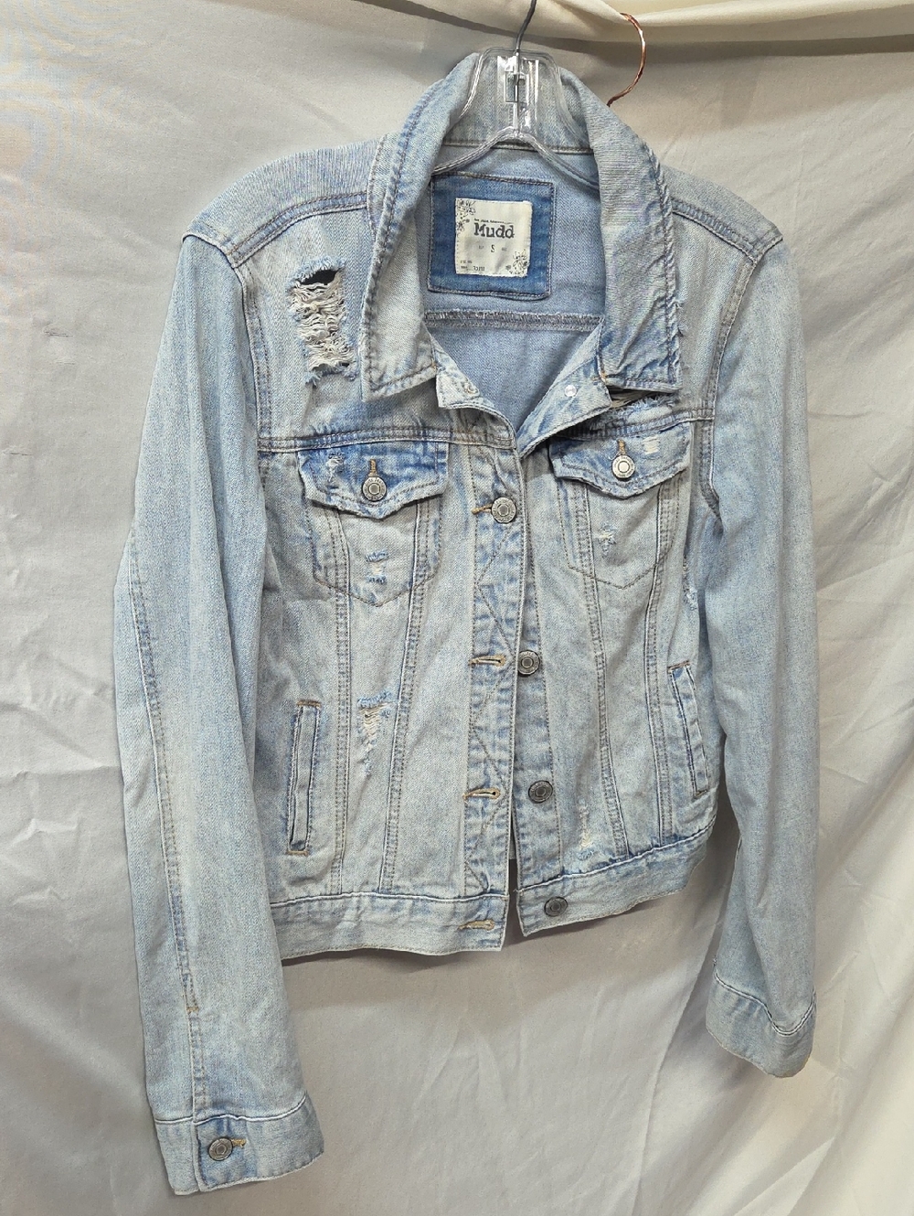 Mudd Light Blue Distressed Denim Jacket Size Small